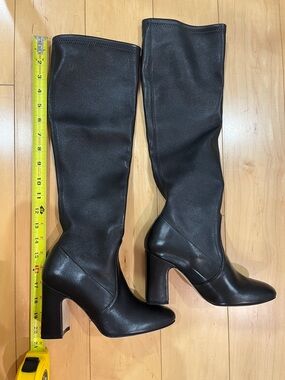 Stuart Weitzman Black Knee-High Block Heel Boots